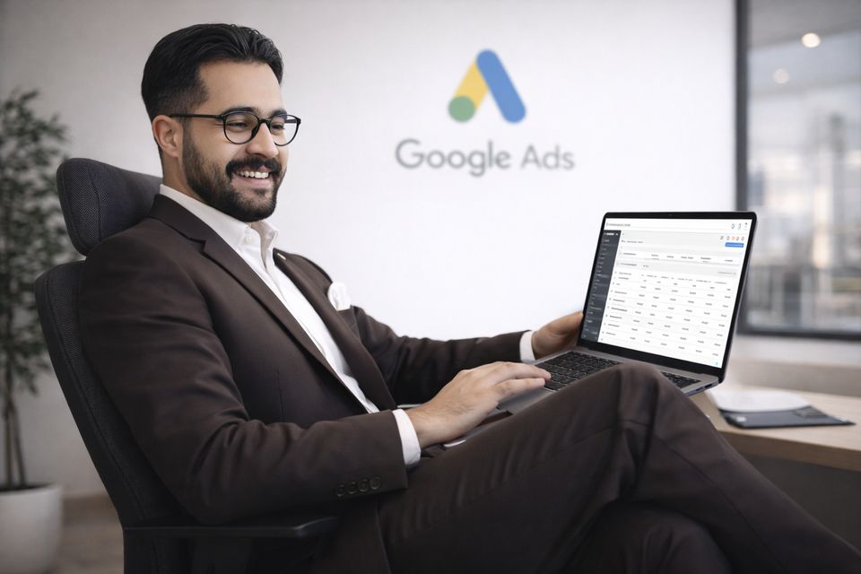 Mohamed Acharki consultant un compte Google Ads sur ordinateur