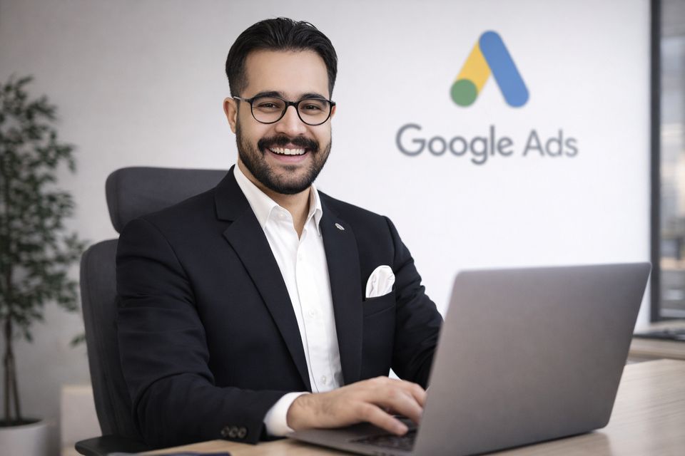 Mohamed Acharki, expert SEO et Google Ads à Casablanca, au travail sur un tableau de bord de campagnes